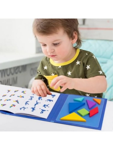 GRA MAGNETYCZNY TANGRAM Z KSIĄŻECZKĄ WZORÓW