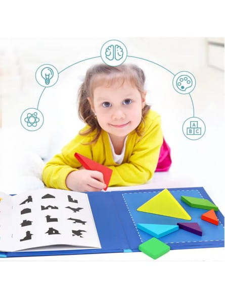GRA MAGNETYCZNY TANGRAM Z KSIĄŻECZKĄ WZORÓW